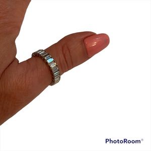 FAS RING ETERNITY BAND 925 STERLING SILVER BAGUETTE CUBIC ZIRCONIA PRONG SET 8
